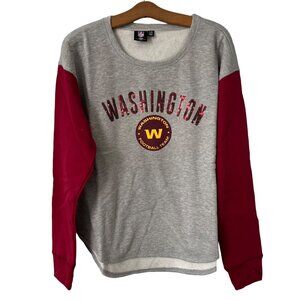 NFL Team Apparel Washington Crewneck Pullover Sweatshirt Women L Sequin Gray Red